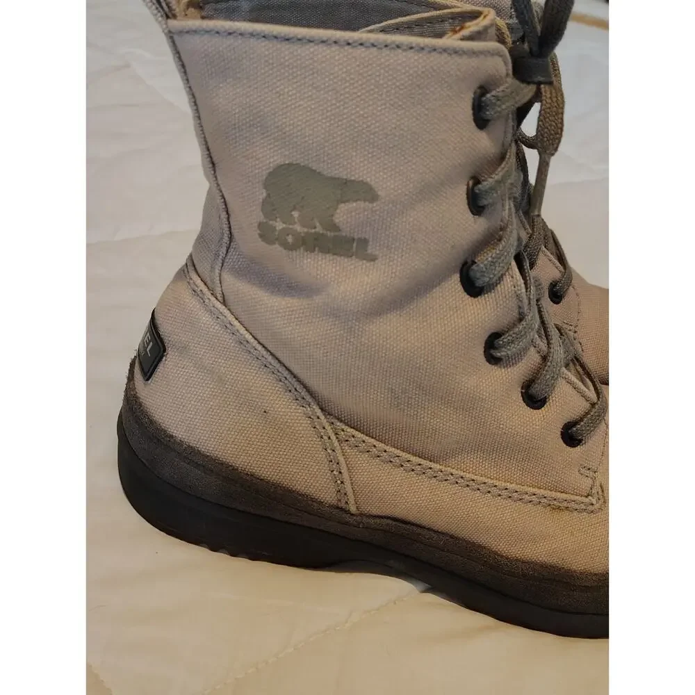 SOREL Men's Canvas Lace Up Boots Beige Khaki NM1688-023 Size 11 Vintage Style